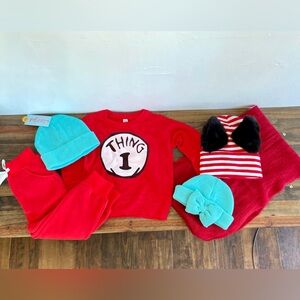 Mom & Kids Halloween Costume-Cat in the Hat/Thing 1 Boy/Thing 2 Girl Costume